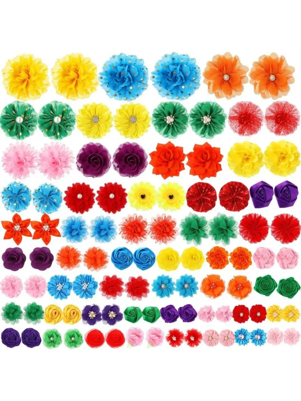 100 Pcs Multicolor Dog Flower Collar Bows Set - Summer Party Pet Accessories